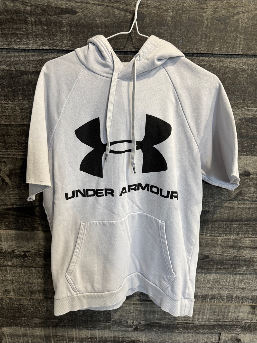 Under Armour light blue almost Short-Sleeve Pullover Hoodie with Black Logo
